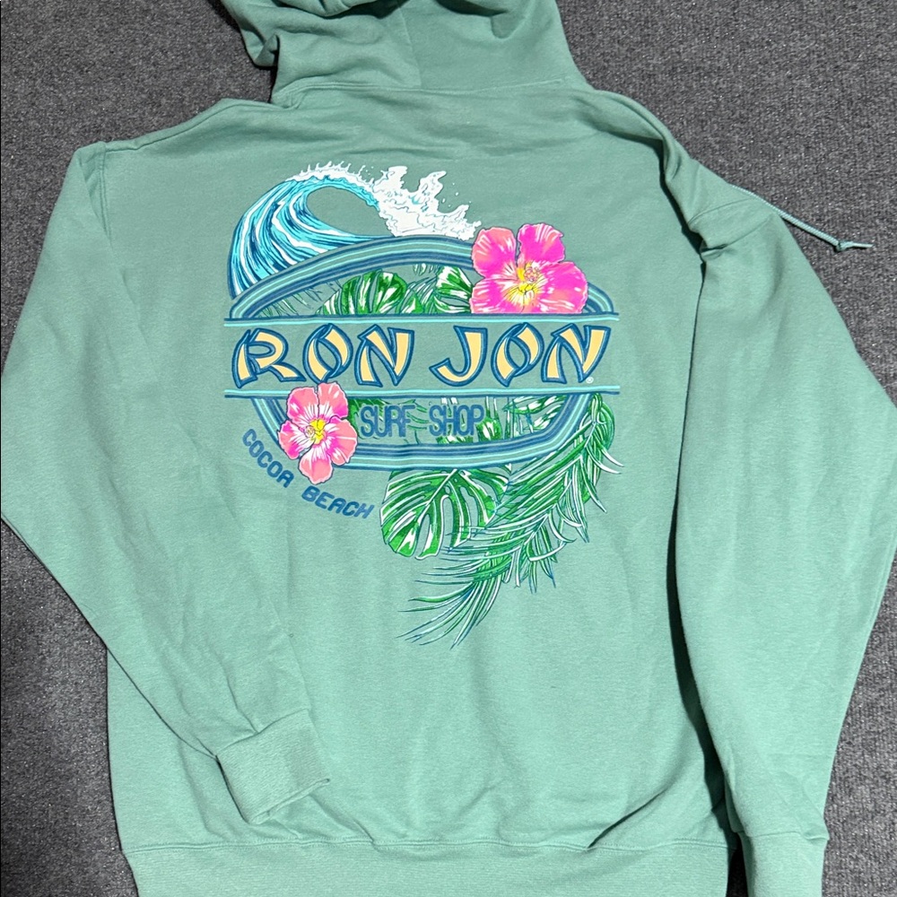 Ron Jon Mint Green Hoodie with Pink Accents